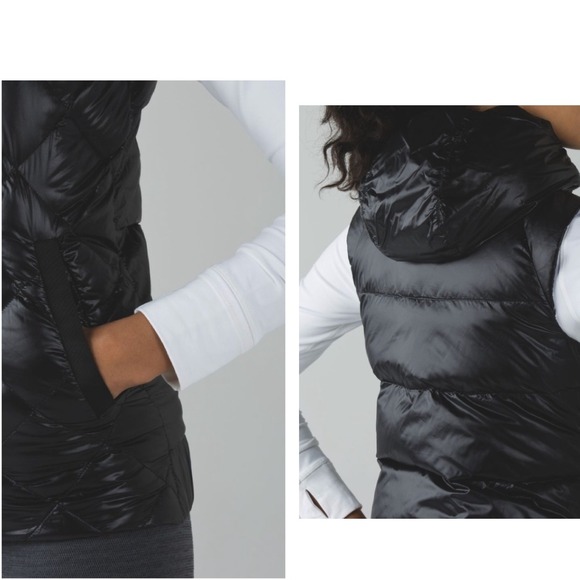 Lululemon The Fluffiest Vest Black Ziggy Snake Pink Black 650 Goose Down Sz 8 - Picture 3 of 14
